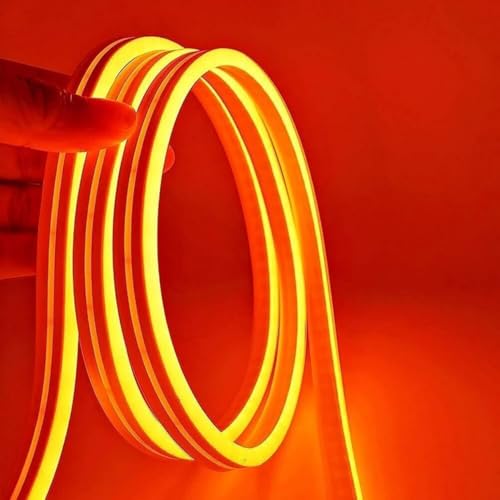 Image of 16.4 Feet Neon LED Strip Light | 12V Adapter, Waterproof IP65, Silicone Flexible Rope Light for Home Wall Decor & Gaming Room| Led Strip Lights | Neon Lights 5 Meter | (Orange)