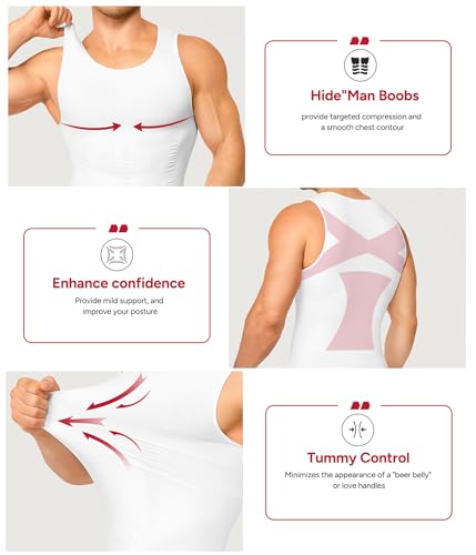 Nebility Shapewear Men Compression Shirt - Slimming Body Shaper Tummy Control Vest Workout Tank Top Undershirt2