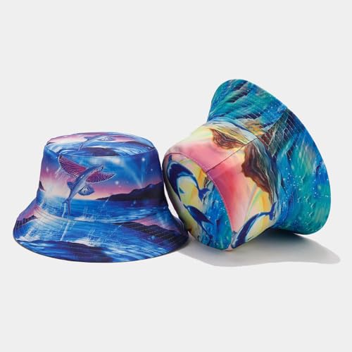 Image of Quanhaigou Bucket Hat for Men Women,Packable Reversible Printed Sun Hats,Fisherman Outdoor Summer Travel Hiking Beach Caps
