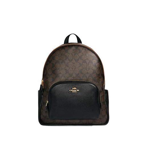 Coach Women's Large Court Backpack in Signature Canvas (Brown - Black)