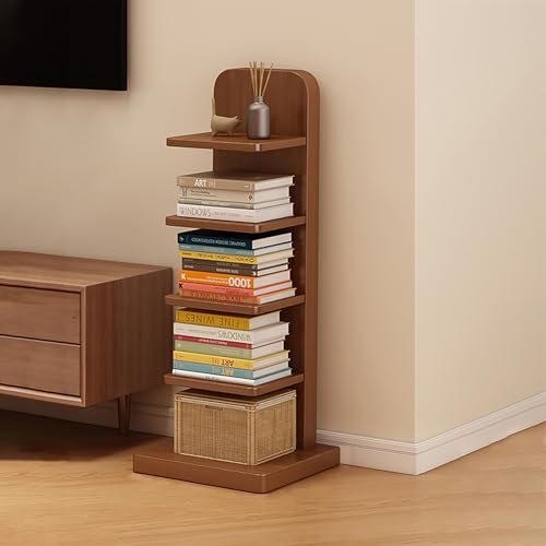 Torre de libros para salón pequeño y estantería de madera estrecha decorativa 2