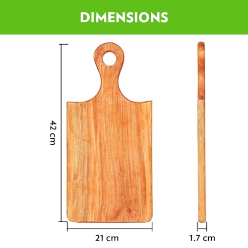 Image of Borosil Dice Organic Neem Wood 17 mm Chopping Board | Eco Friendly, Anti-Microbial | for Chopping, Cutting, Dicing & Serving Vegetable & Fruits | Brown