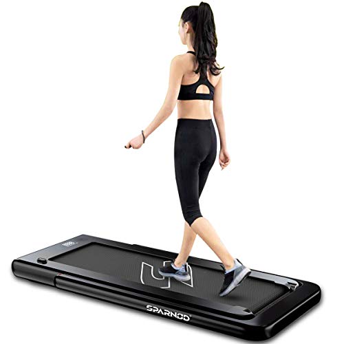 Image of Sparnod Fitness STH-3030 (4 HP Peak) 2 in 1 Foldable Treadmill for Home and Under Desk Walking Pad-Slim Enough to be stored Under Bed (Black)