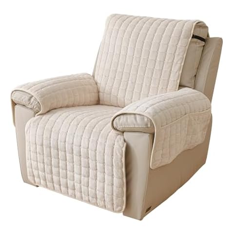 NUODWELL Plush Recliner Chair Cover with Pockets Cover