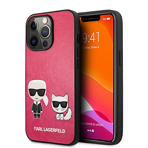 KARL LAGERFELD KLHCP13LPCUSKCP Coque pour iPhone 13 Pro/13 6,1" Fuchsia Iconique Karl & Choupette