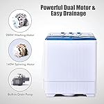 COSTWAY, Twin Tub 26lbs Capacity Laundry, 18lbs 8lbs Spinner Combo with Timer Knobs, Built-in Drain Pump, Compact Washer for Home Dorm Apartment (Blue+White) portable washing machine - Image 4
