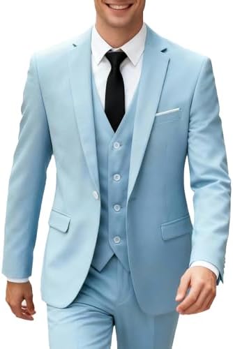 UNINUKOO Men Suits Slim Fit 3 Piece 1 Button Wedding Formal