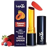 LAPIXO 100% Plant-based Color Lipstick, Unique Formula, Natural + Moisturizing | Non-Toxic, All Food Ingredients, Antioxidant-rich, Natural Matte Vibrant Color, 4.4g/0.15oz (Papaya color)