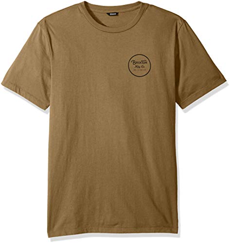 Brixton Men's Wheeler II Short Sleeve Premium Fit Tee, Dusty Olive/Black, XS