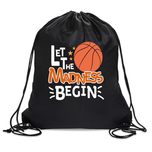 Let The Madness Begin Drawstring Backpack For Men Women, Waterproof Sport Sackpack For Basketball Lover Basketball Fan, Funny Birthday Christmas String Gym Bag Gifts