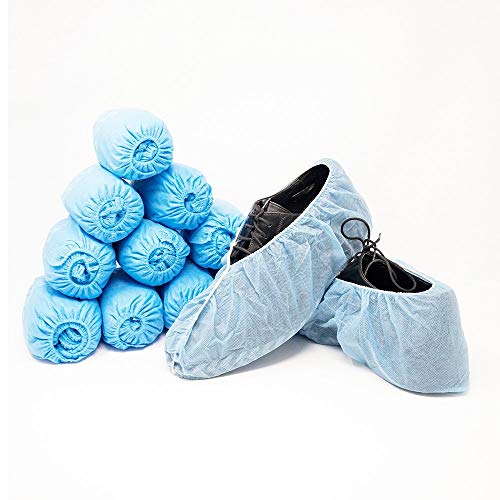 Innovative Haus Premium Thick Extra Large Disposable Boot & Shoe Covers | Durable, Non-Slip,Treads, Water Resistant, Non-Toxic,100% Latex Free | Stronger than Competitor-40 grams | 100-Pack Blue |