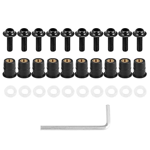 Image of Motoforti 10pcs M5 Motorcycle Windscreen Screw Fairing Windscreen Bolt Black