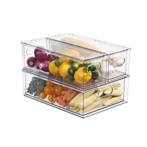 Bronkeeper Fridge Drawer Pull Out Stackable Bins