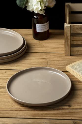 Famiware Milkyway Dinner Plate, 10 Inch Plates For 4, Plate Set, Scratch Resistant, Stoneware Dinnerware, Kitchen Modern Rustic Serving Dishes, Cinnamon Brown #TOP2