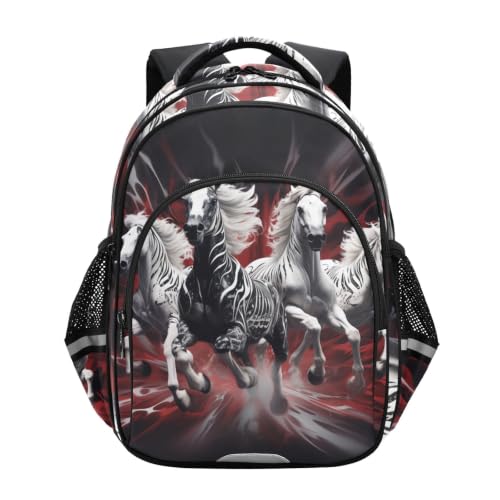 Sac à dos chevaux blancs fonce pour enfant de 3 a 12 ans