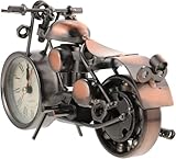 オートバイ時計 バイクの目覚まし時計 置時計 自転車 装飾的なオートバイの時計 アンティークデスク レトロ オートバイの置物 ビンテージ バイク時計 デジタル目覚まし時計 ロゴ 鉄 (17x2.5x10cm)