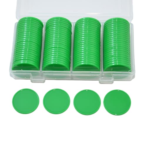 SmartDealsPro 100 Stück 25 mm/2,5 cm blickdichtem Kunststoff lernen Zählen Marken Poker Chips mit Aufbewahrungsbox, grün