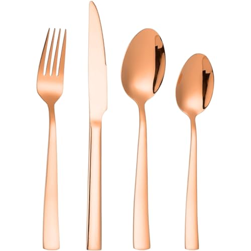 Naidev Silverware Set for 1, 4-Piece 18/10 Stainless Steel Flatware Set,Forged Cutlery Set Matte Finish for Home,Restaurant and Parties, Dishwasher Safe.