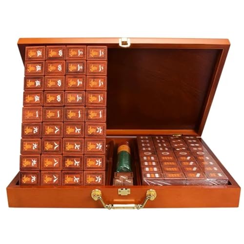 Juego de Mahjong Chino en Caja de Madera Maciza