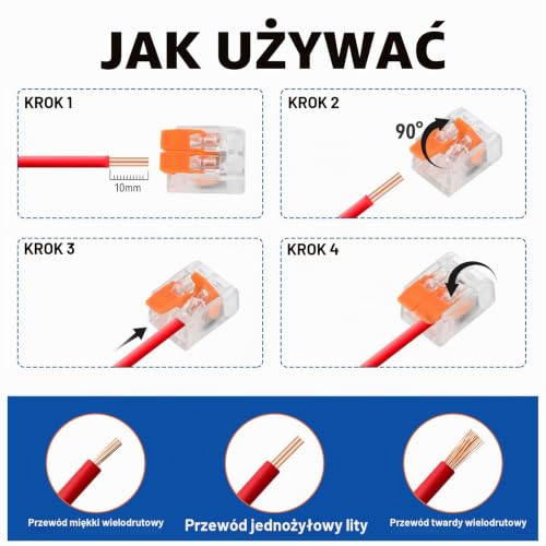 30 sztuk złączy kablowych, 2-biegunowe, 4 mm² zaciski przewodowe, 450 V, 32