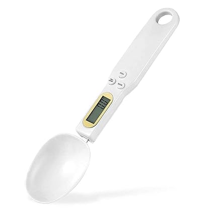 Measuring Spoons Electronic Kitchen Digital Food Spoon Scales Accurate Weighing Teaspoon Scale in Grams Oz with LCD Display for Baking Cooking Cake Coffee Flour Medicine 500g/0.1g(White)