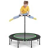 COSTWAY φ 120 cm Mini Trampolin faltbar, Fitness Trampolin mit höhenverstellbarem Griff, Kindertrampolin, Gartentrampolin, Indoor- und Outdoortrampolin für Erwachsene und Kinder (Grün)