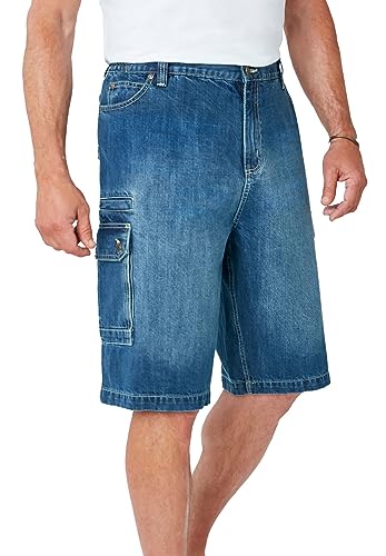 Liberty Blues Men's Big & Tall ™ Denim Cargo Shorts - Big - 52, Stonewash Blue #TOP5