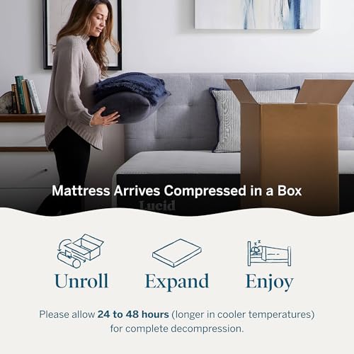 LUCID 14 Inch Memory Foam Mattress - Medium Feel - Memory Foam Infused with Bamboo Charcoal and Gel - Temperature Regulating - Pressure Relief - Breathable - Premium Support - Twin XL SizeTwin XL Size