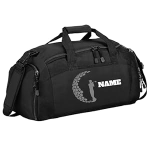 Personalized Sports Duffle Bag with Shoe Compartment (Golf, Black)