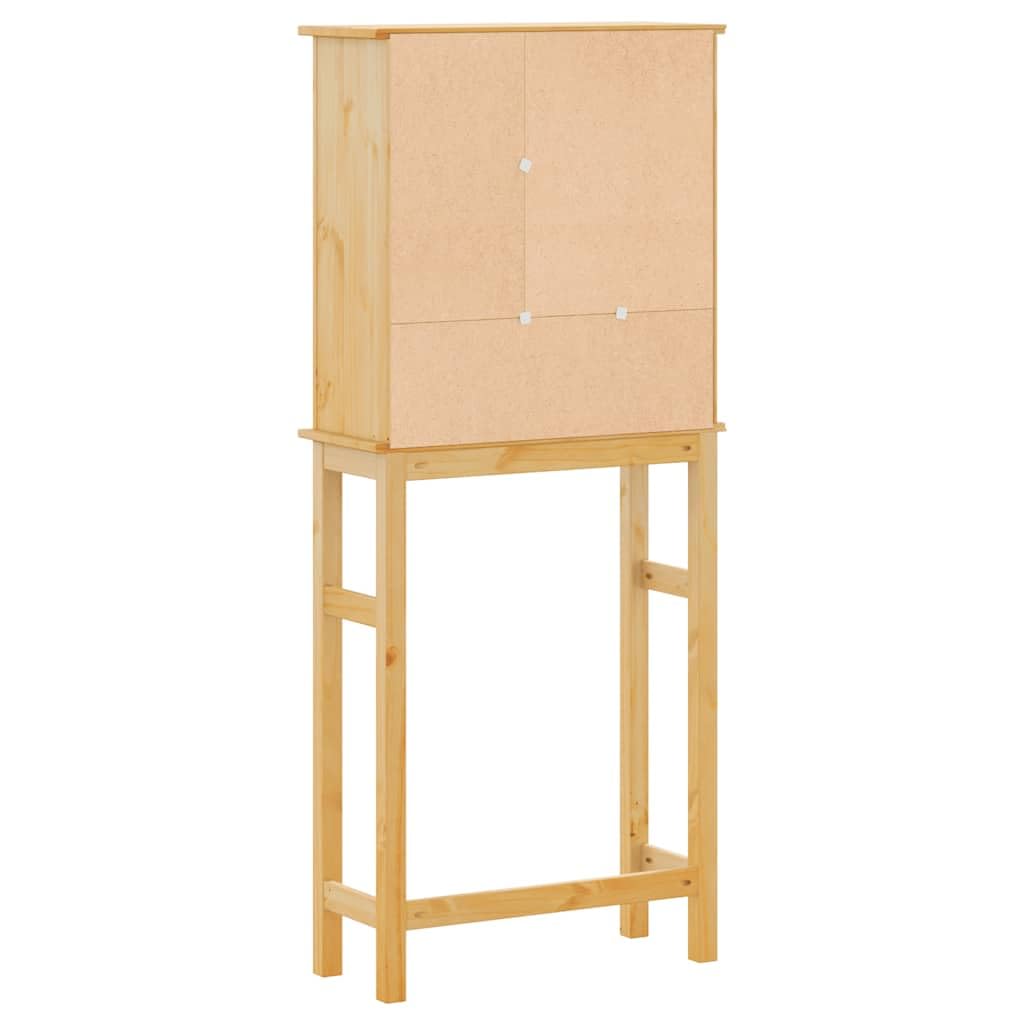 Waschmaschinenschrank Corona aus Massivholz Kiefer mit Honigwachs-Finish, 69 x 29 x 164,5 cm, 3 Ablagen und Fach hinter der Tür für Badmöbel Set, Stauraum, Waschraum