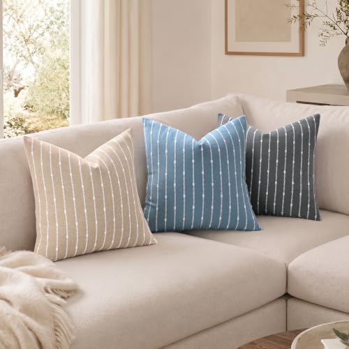 decorUhome Striped Decorative Throw Pillow Covers 18x18 Set of 2, Gray by decorUhome - Used condition - Image 6