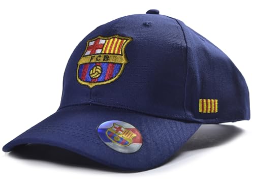 Hy-Pro FC Barcelona Official Baseball Cap, Navy Blue, Embroidered Club Crest, Adjustable Fit
