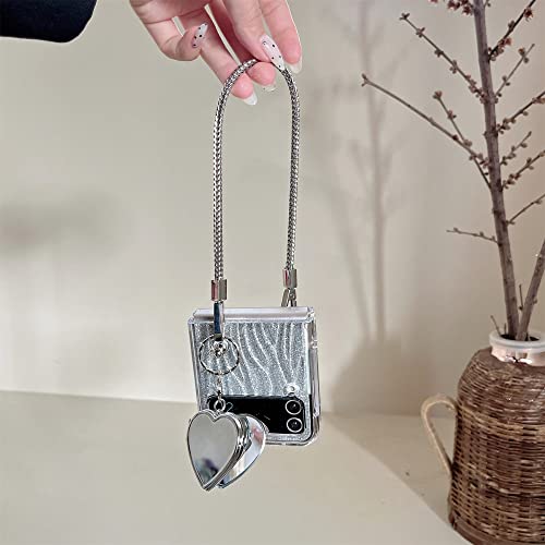 Coque antichoc Z Flip 4 anti-chute avec bracelet de maintien et miroir coeur