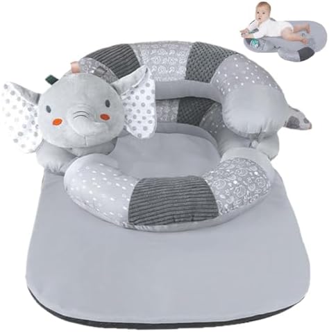 Baby Tummy Time Play Mat, Detachable Seated Support Tummy Time Pillow, Extra Large Cushion, Machine Washable Slipcovers for Baby 0-24 Months