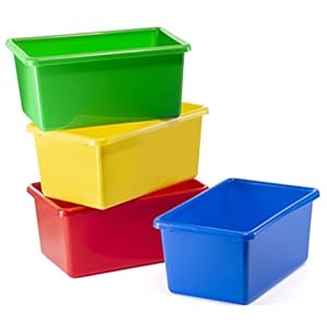 Prextex Toy Plastic Storage Bins – Pack of 4 Containers | Storage Box For Closet Organizers, Classroom Toy Bin, File Organizer, Craft Storage