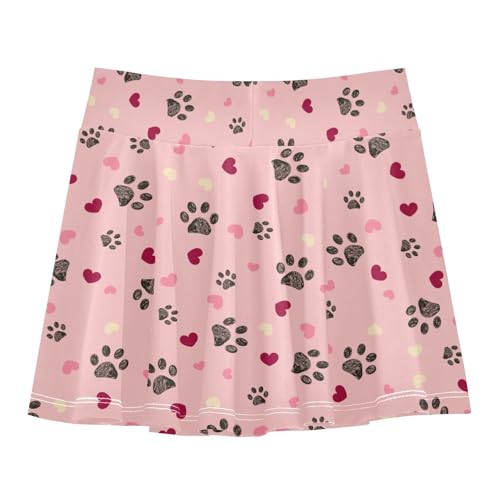 Girls Skorts High Waist Athletic Skirts with Shorts Dog Paw Print Stretchy Teens Performance Tennis3