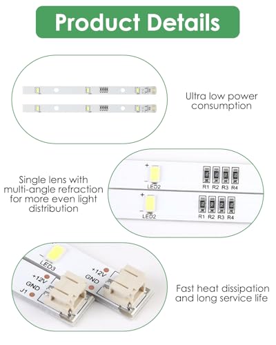 2 Stück LED Kühlschrank Licht für Gorenje Rongsheng Hisense E349766 MDDZ-162A 1629348 DC12V 2W Lichtleisten für Ersatz-Kühlschranklampe kompatibel mit Kenwood KIFF5017 KIFF5020 KIFF7017 KIFF7020