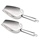 TraderPlus 2-Pieces Stainless Steel Scoops for Canisters, Ice Cubes, Flour, Dry Foods, Candy, Pop Corn, Coffee Beans and Pet Food