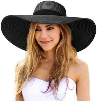 Floppy Sun Hats for Women, Summer Wide Brim Straw Beach Hat