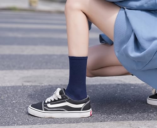 Image of Irisbear Womens Crew Socks Casual Athletic Gym LightWeight Thin Cotton Socks 5 Pairs