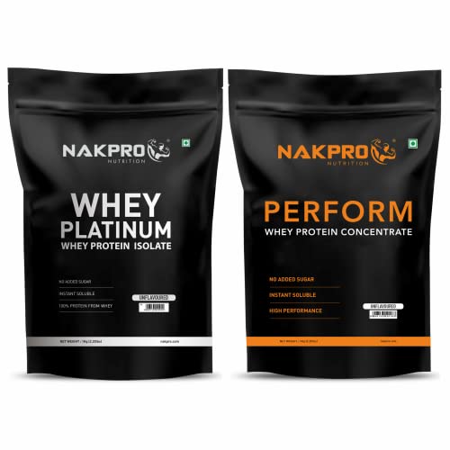 Image of NAKPRO Perform Raw Whey Protein, 1kg and Platinum Raw Whey Protein Isolate, 1kg