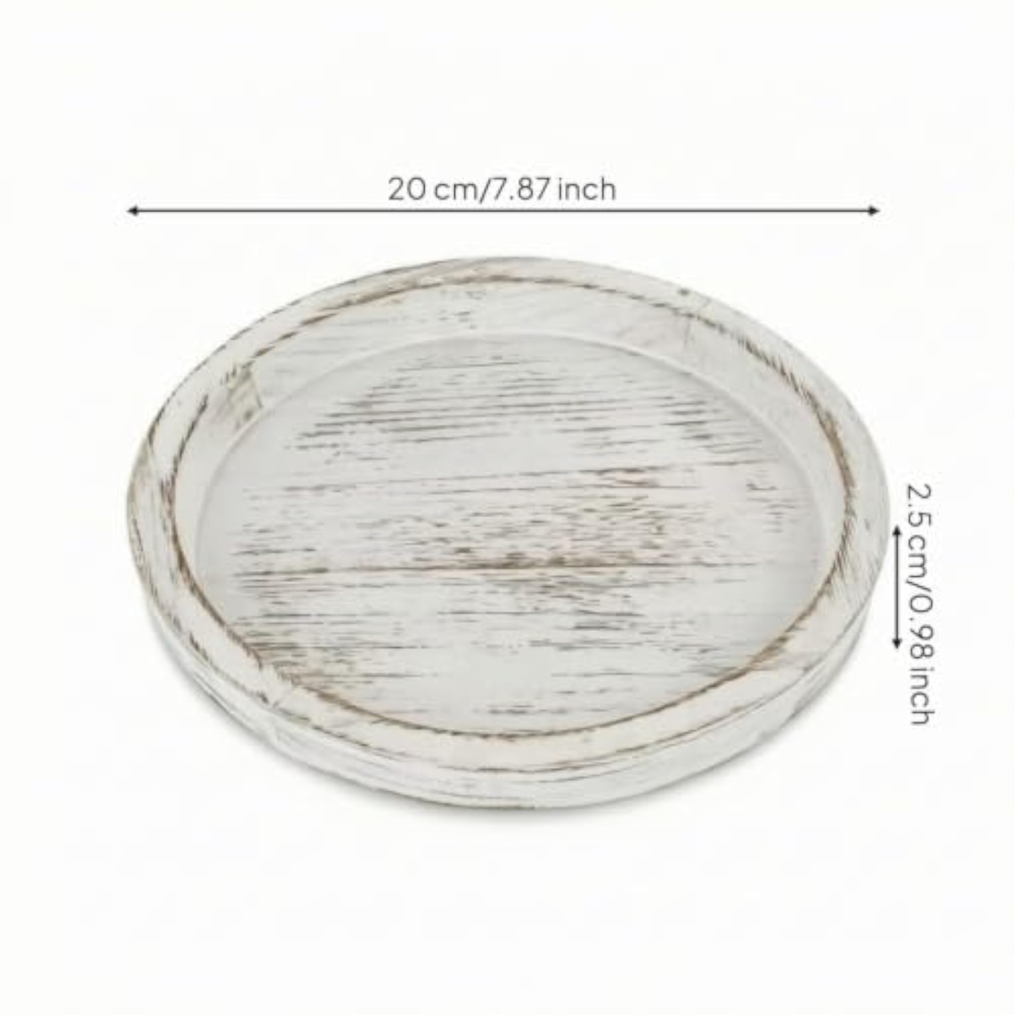 Rustic Whitewashed Candle Tray with Raised Rim