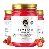 Strawberry Sea Moss Gel - Organic Wildcrafted Irish Seamoss Gel Nutritious Vegan Health Supplement - Rich in Vitamins Minerals & Protein - Made in USA (Pack of 1)