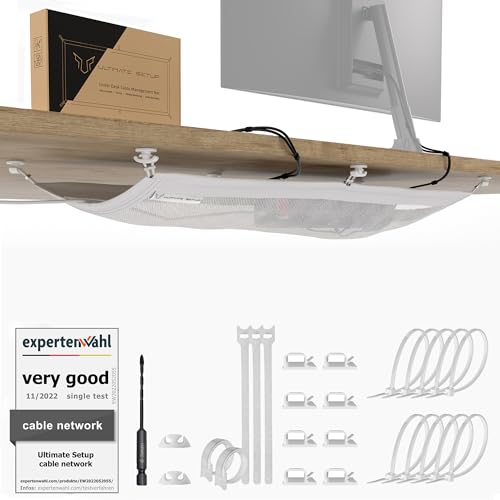 Ultimate Setup Cache Cable pour Bureau -Passe Organisateur pour Ranger ou ordonner - Management Impeccable- Câble Net Blanc