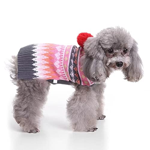Cute Pink Christmas Sweater For Small Dogs Cats Winter Warm Sweater School Style Hoodies Shirt Outfits Clothes S #TOP4