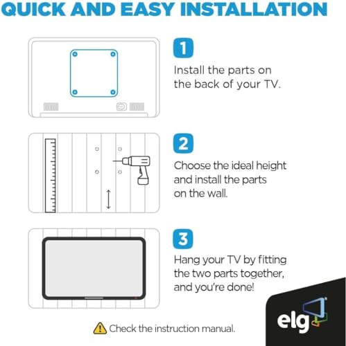 Image of ELG TV Wall Mount| Heavy Duty LCD Wall Stand | Flat and Curved Panel LED Wall Mount| Universal Fixed Stand| VESA 600x400mm|Suitable for 40 to 86 Inches| Holds Upto 50Kg| FIX600