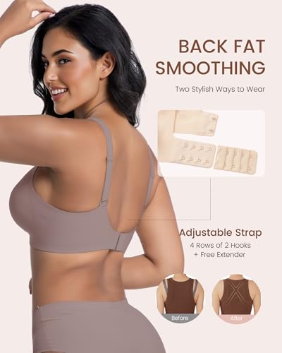 Image of Vinfact Deep V Mesh Bras for Women No Underwire Buttery Soft Wireless Bras Lightly Support Seamless Bralettes