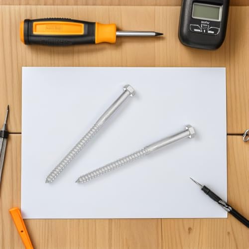 Tornillos de cabeza hexagonal de 26x1.6cm galvanizados para madera, pack de 2 7