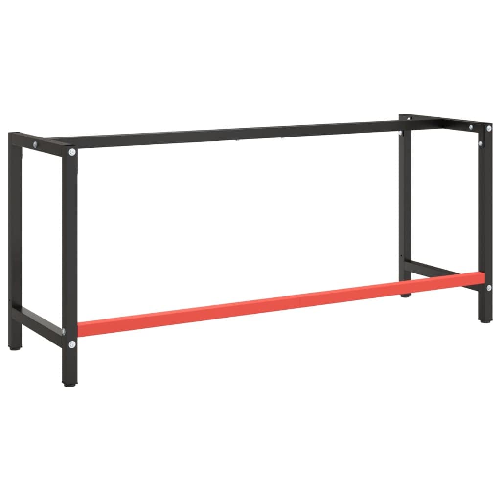 Marco de banco de trabajo (180 x 57 x 79 cm, metal), color negro y rojo mate
