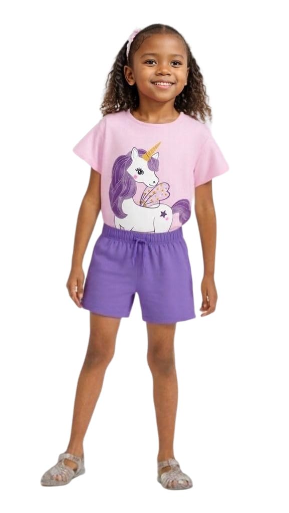 Girl Summer Short Set Cotton Outfits Short Sleeveless Tee T Shirt Tank Top Shorts Pant 2PC Set 2-7Y